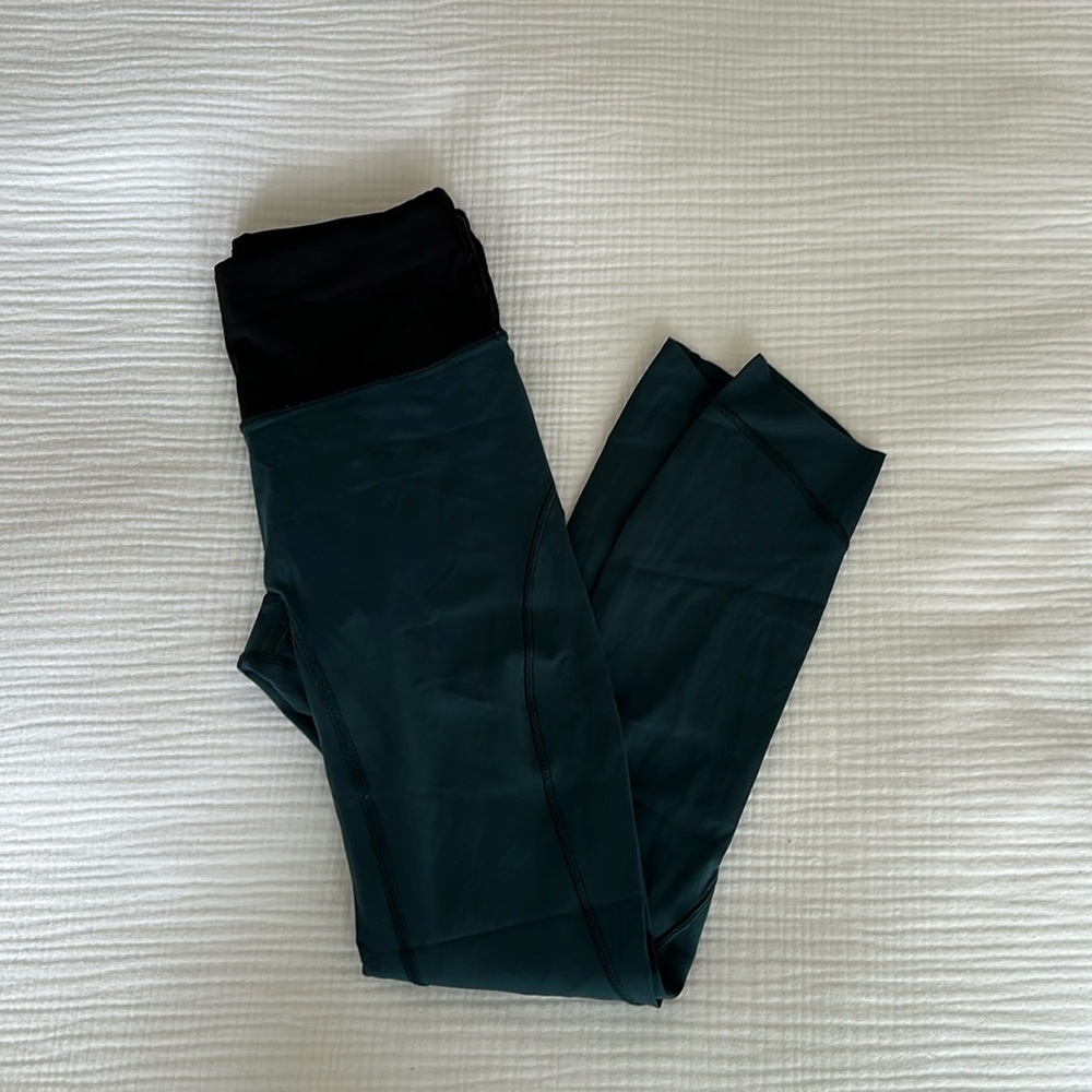 Lululemon Run The Day Crop 17" Submarine Black Nulux High Rise Zip Pocket Size 4